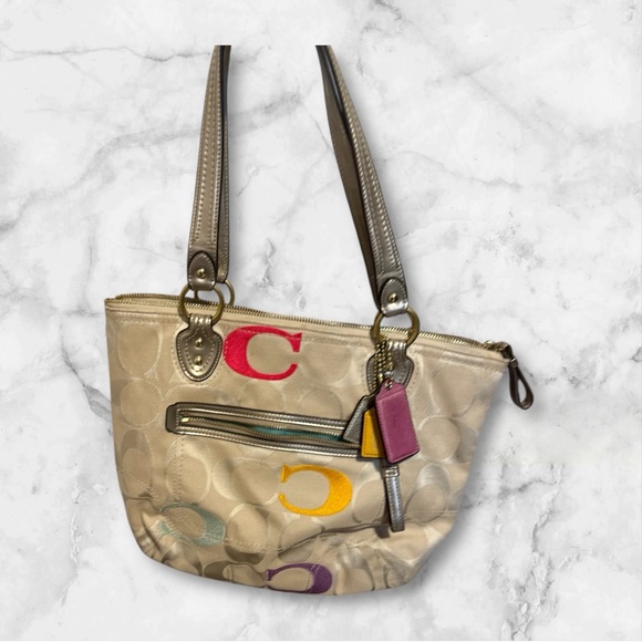 Coach Cream and Red Signature Tote Bag - Picture 2 of 4